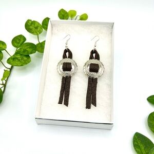 Handcrafted Leather Concho Earrings
